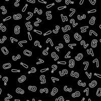 Vector illustration. Seamless pattern of white numbers on black background.