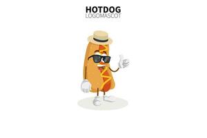 Cartoon hot dog mascot, vector illustration of a cute hot dog character mascot