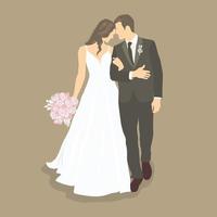 vector de vestido de novia de pareja de novios