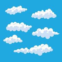 nubes de dibujos animados conjunto de nubes vectoriales aisladas en el cielo azul vector