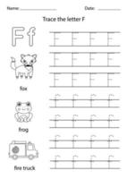 Learning English alphabet for kids. Letter F. vector