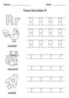 Learning English alphabet for kids. Letter R. vector