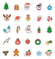 Collection of Christmas elements in cartoon style. vector