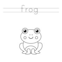 Trace word and color cute cartoon frog. vector