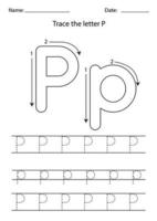 Learning English alphabet for kids. Letter P. vector