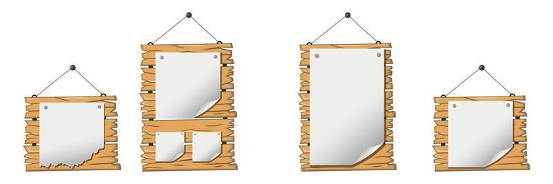 Wooden sign on chains illustration