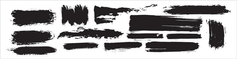 collection of black paint, ink brush strokes, brushes, lines, grungy. Dirty artistic design elements vector