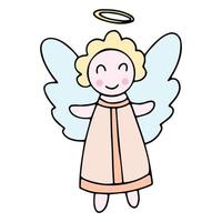 Cute vector Christmas angel, vector doodle cartoon angel icon