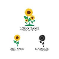 Ilustración de vector de icono de logotipo de girasol