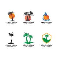 Ilustración de vector de plantilla de logotipo de verano de palmera