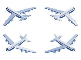 isometric plane in different angles on white vector