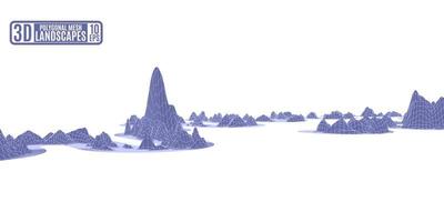 background with computer polygonal mountains on white color vector