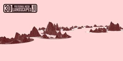 polygonal mountains pink pale of mesh computer vector