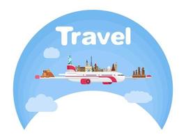 Traveling by plane. Around the world sights vector
