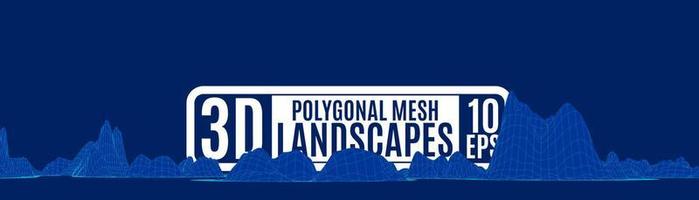 polygonal mountains blue of mesh computer style vector