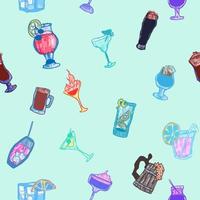 alcoholic seamless pattern with doodle on the fabric vector