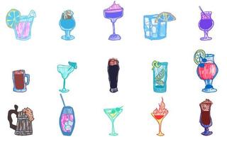 alcohol drinks selection of bright doodles for the bar vector