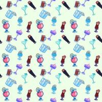 big seamless pattern with doodle alcohol drinks vector
