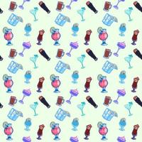big seamless pattern with doodle alcohol drinks vector