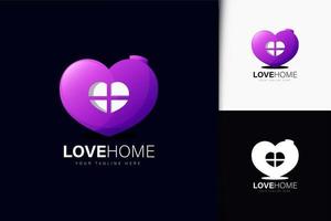 diseño de logotipo de casa de amor con degradado vector