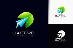 Leaf travel logo design with gradient vector