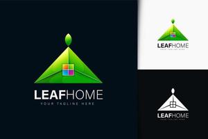 Leaf home logo design with gradient vector
