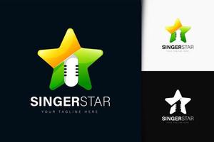 Diseño de logotipo de cantante estrella con degradado. vector