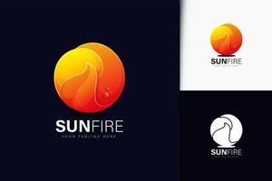 Sun fire logo design with gradient vector