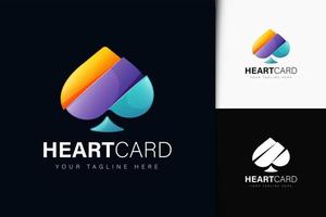 Heart card logo design with gradient vector