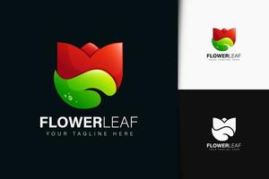 Flower leaf logo design with gradient vector