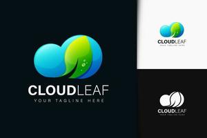 Cloud leaf logo design with gradient vector