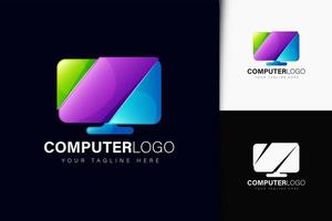 diseño de logotipo de computadora con degradado vector