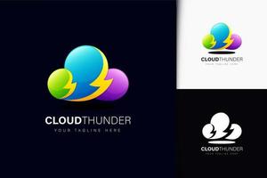 diseño de logotipo de trueno de nube con degradado vector