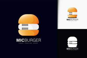 diseño de logotipo de micrófono y hamburguesa vector