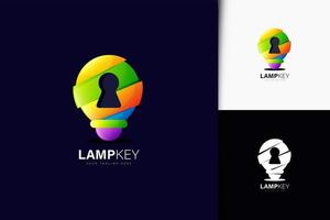 diseño de logotipo de llave de lámpara con degradado vector