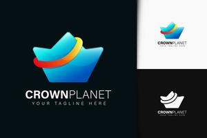 Crown planet logo design with gradient vector