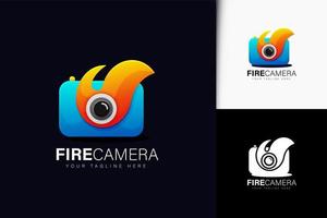 Fire camera logo design with gradient vector