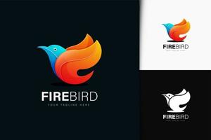 Fire bird logo design with gradient vector