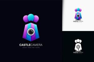 diseño de logotipo de cámara de castillo con degradado vector