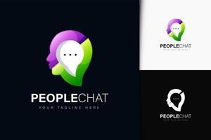 diseño de logotipo de chat de personas con degradado vector