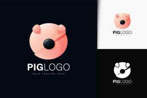 Pig logo design with gradient vector
