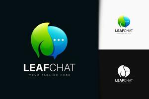 Leaf chat logo design with gradient vector