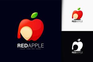 Red apple logo design with gradient vector