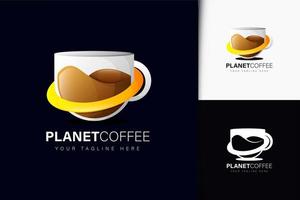 Planet coffee logo design with gradient vector