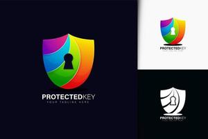 Protected key logo design with gradient vector