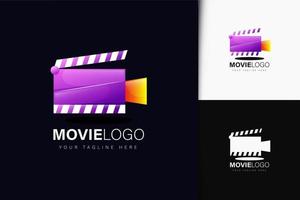 diseño de logotipo de película con degradado vector