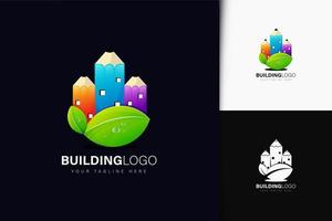 Building pencil logo design with gradient vector