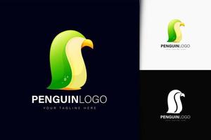 diseño de logo de pingüino con degradado vector