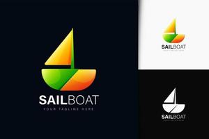 Sail boat logo design with gradient vector