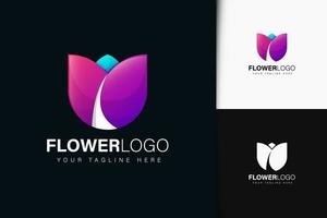 Flower logo design with gradient vector